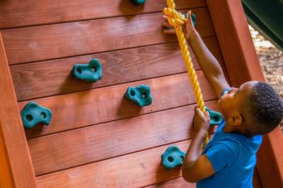 Woodplay playset 6' Playhouse XL Combo 5 climbing